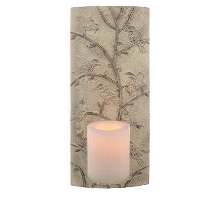 CandleImpressio Embossed Relief Wall Sconce w/ FlamelessCandle with Timer - H192641 QVC.com